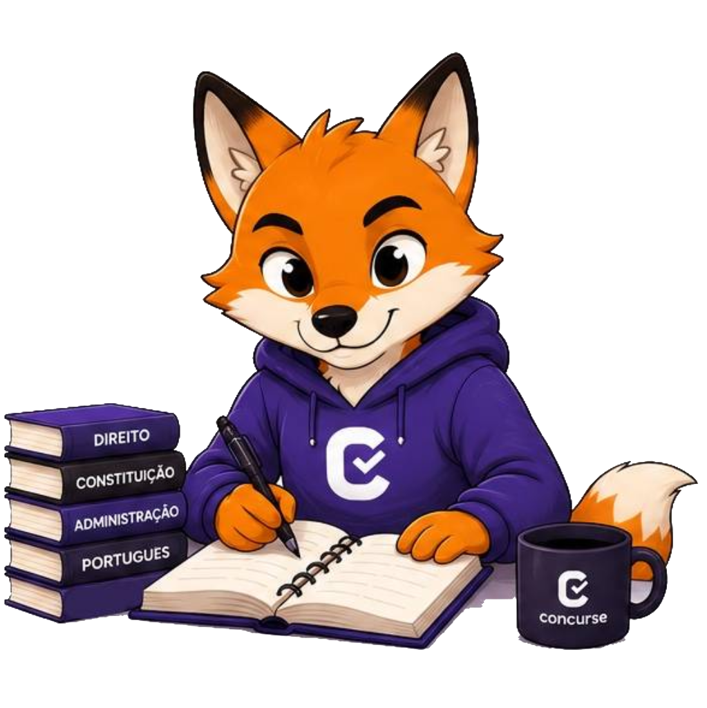 Mascote estudando pelo edital