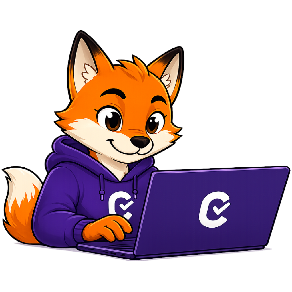 Mascote estudando no notebook